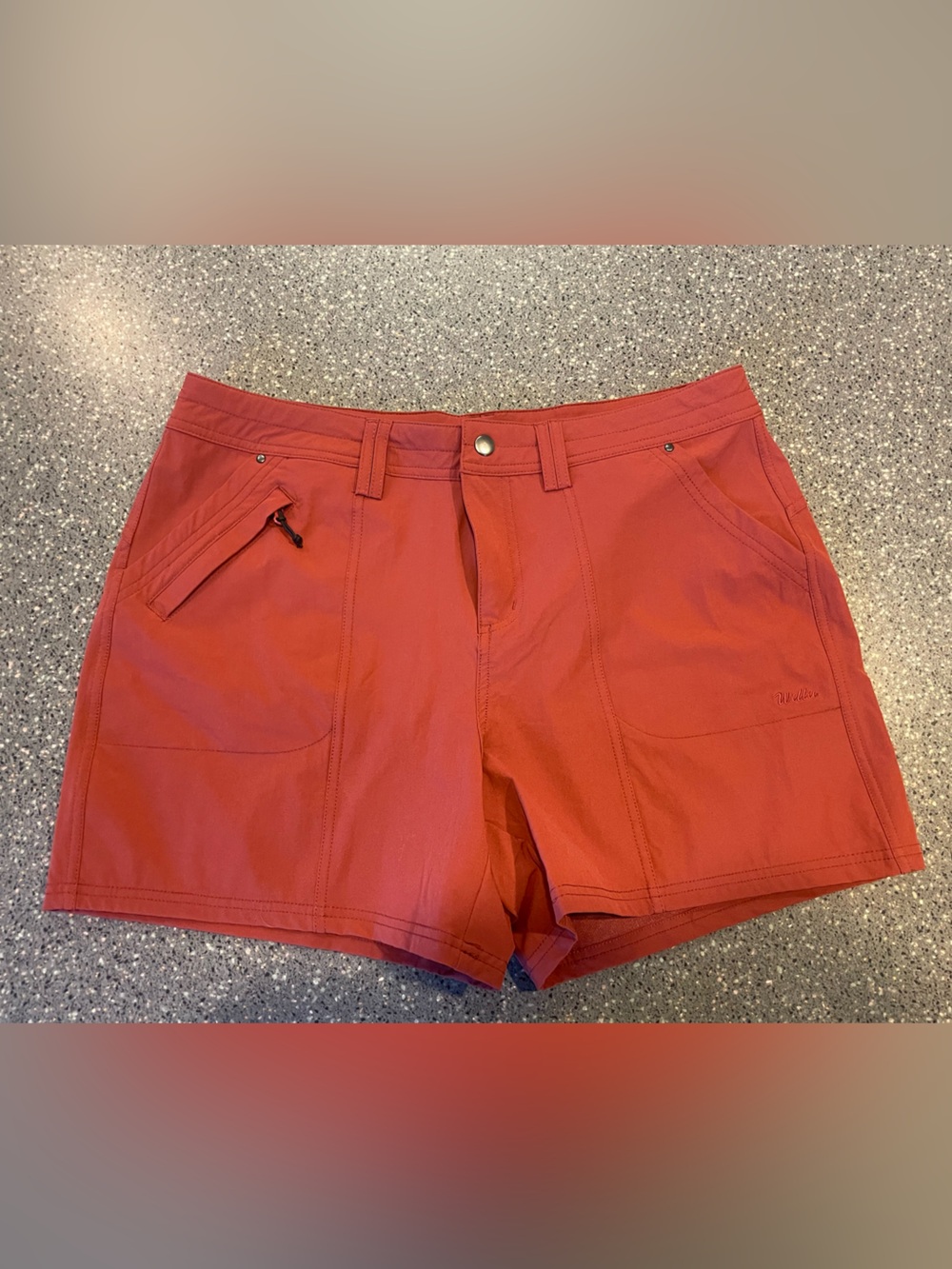 Women’s Rust Red Athletic Shorts with Zip Pocket